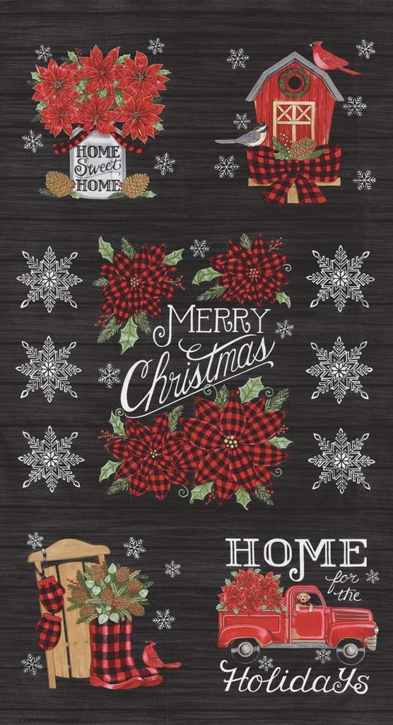 Home Sweet Holidays Panel Black 23"x42"