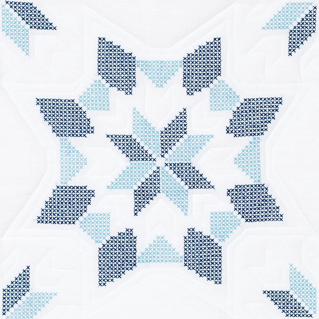 Jack Dempsey Stamped White Quilt Blocks 18"X18" 6/Pkg-Interlocking XX Western St. (33908)