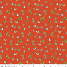 Jingle Bells Holly Birds Red (33702)