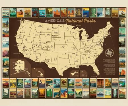 National Parks Poster Panel 36" X 43"