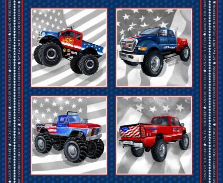 Navy Monster Truck Blocks 15.25in x 15.75in #162