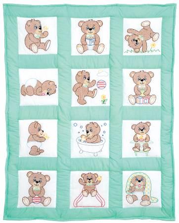 Jack Dempsey Nursery Quilt 9" Block Teddy Bear  #300-892 (27978)