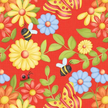 Red Butterflies & Flowers (27996)