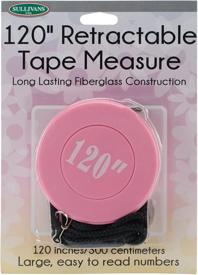 Sullivans Retractable Tape Measure 120" - Pink (19299)