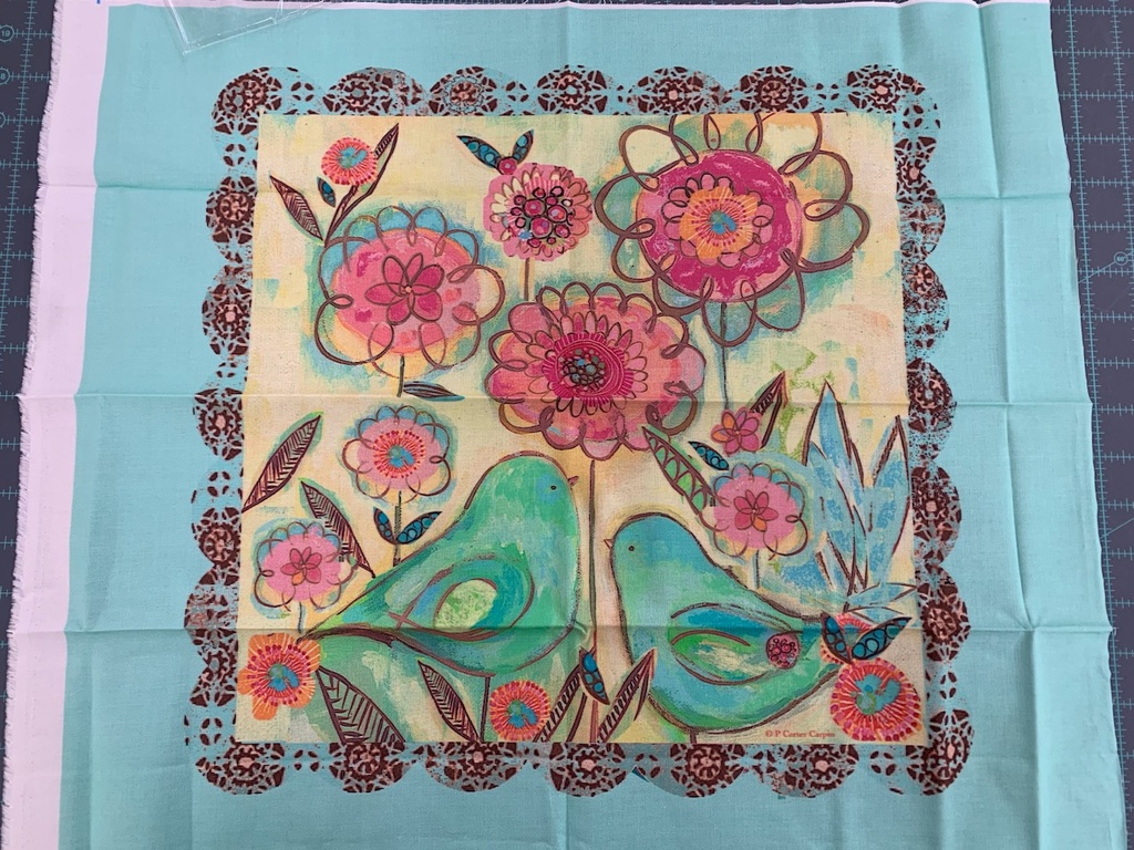 Serious Whimsey - Green Love Birds Block 21"x18" (34266)#5