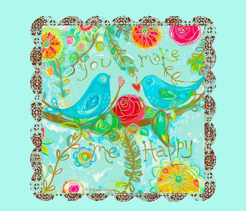 Serious Whimsey-You make me happy Birds 21"x18" (34262) #17