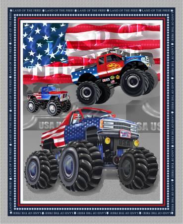 Silver Monster Trucks Banner Panel 36in #161