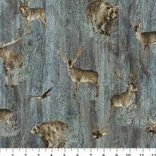 Stonehenge Timberland Trail Flannel Blue Sml Animal Print (31444)