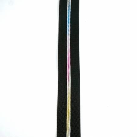 #3 Emmaline Zippers-by-the-Yard 3yds Black Rainbow Teeth (32228)