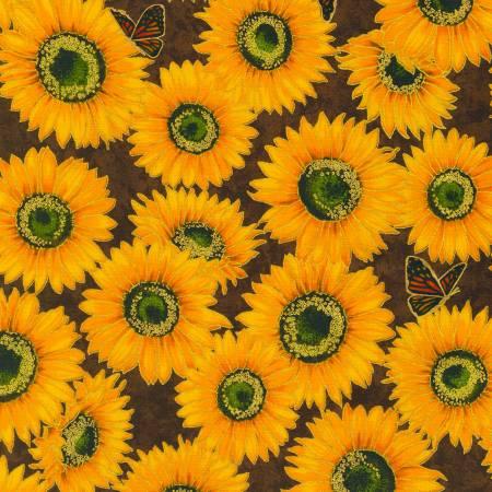 Sunflowers Brown w/Metallic (30629)