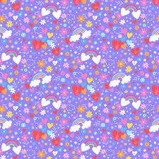 Violet Hearts & Rainbows Flannel (34283)