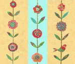 Serious Whimsey - Flower Chain blue and yellow stripe (34434)