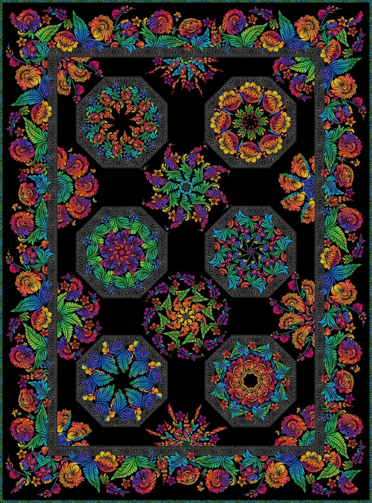 Vivid Kaleidoscope Quilt Kit - multicolor 64" x 86.5"  (35271)