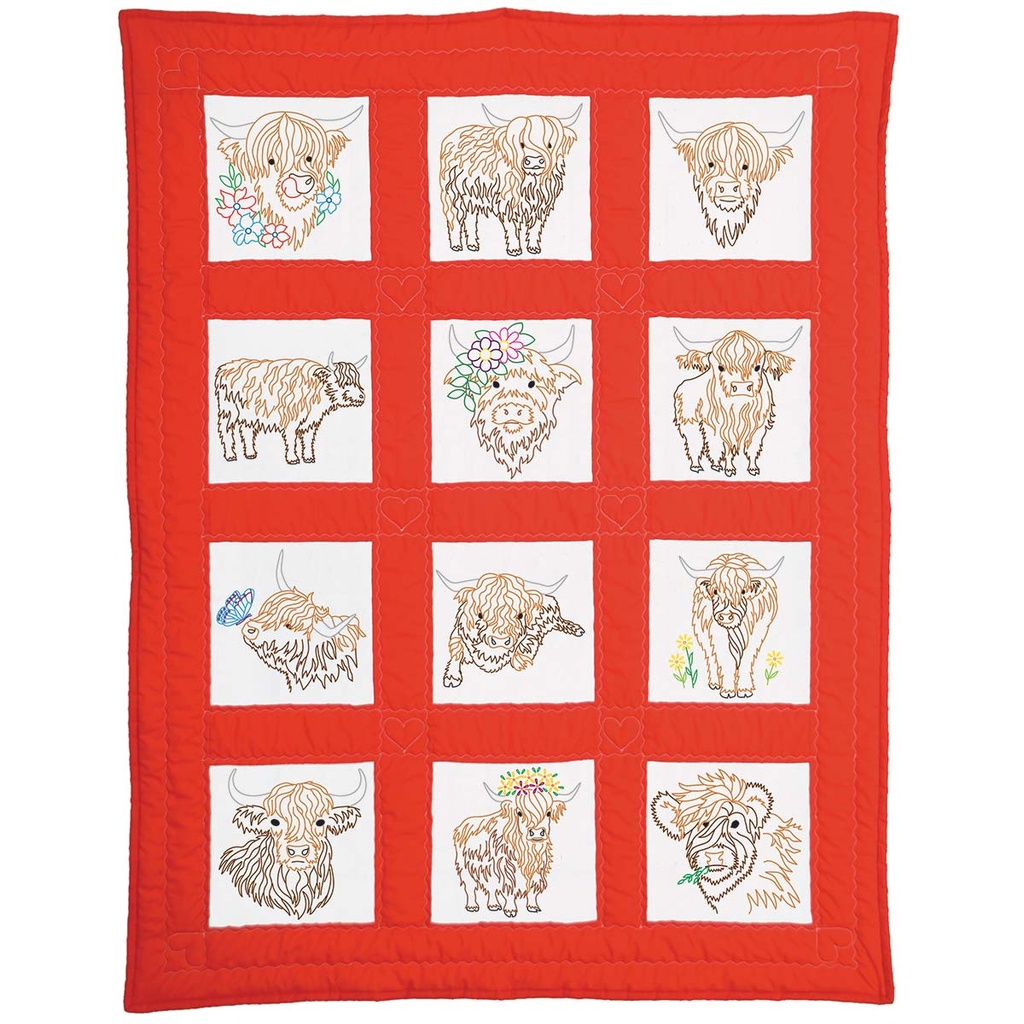 Highland Cows Theme Quilt Blocks 9x9 (35298)