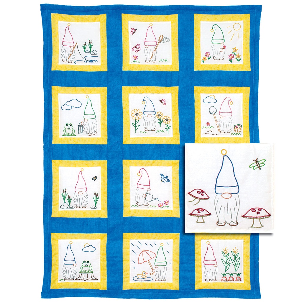 Gnomes Theme Quilt Blocks 9x9 (35301)