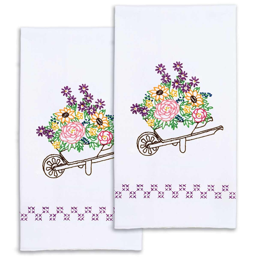 Wheelbarrow of Flowers Decorative Hand Towels (35310)