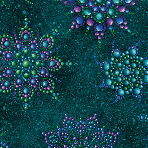 On Dragonfly Wings - Beaded Medallion Dark Teal (35399)