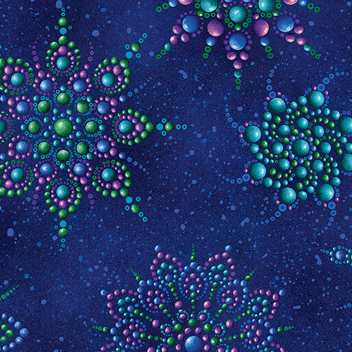 On Dragonfly Wings - Beaded Medallion Dark Blue (35400)