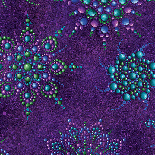 On Dragonfly Wings - Beaded Medallion Dark Purple (35401)