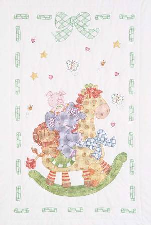 Jack Dempsey Giraffe & Friends Crib Quilt Top #4060-456 40"x60" (35546)