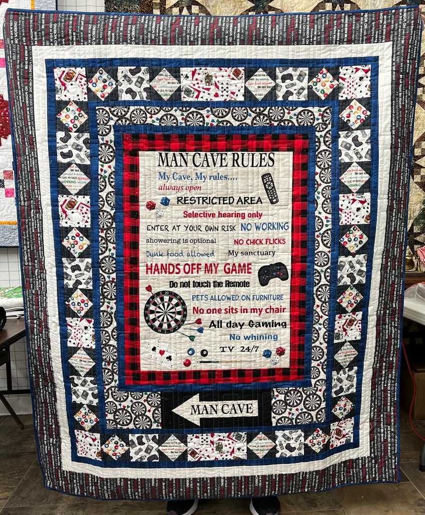 Man Cave finished quilt 53 x 64 (35612)