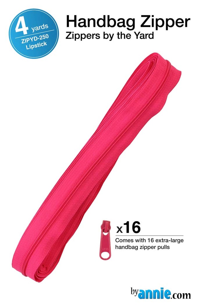 4 yards #4.5 zipper chain and 16 Extra-Large Coordinated Pulls Lipstick (36225)