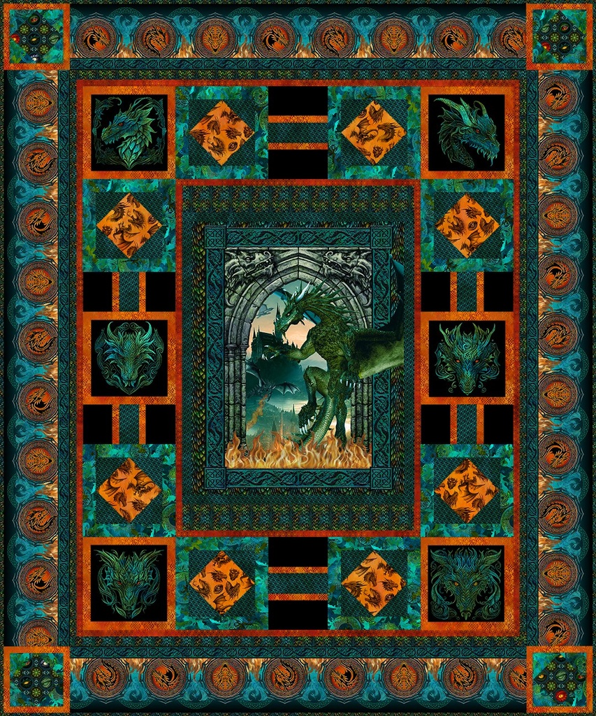 Dragons-Emerald Reign Quilt Kit 89.5 x 107.5 (36354)