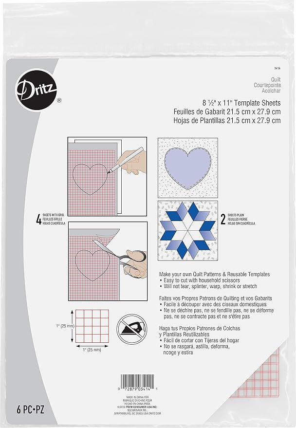 Dritz 3414 Non-Slip Vinyl Template Sheets (6-Count) (36518)