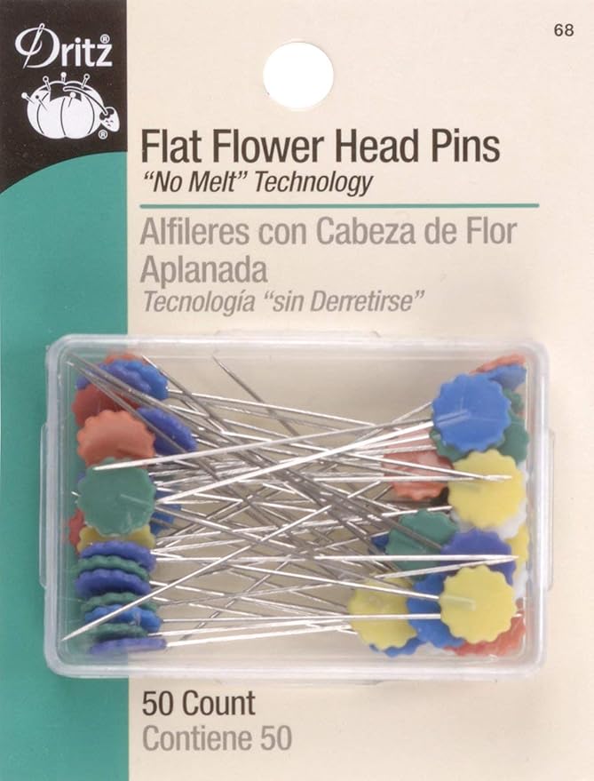 Dritz 68 Flat Head Pins, Flower, 2-Inch (50-Count) (36535)