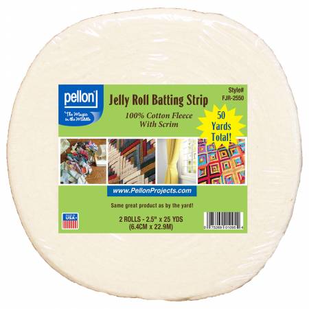 Pellon 100% Cotton With Scrim Jelly Roll Batting 2-1/2in x 50yds (36612)