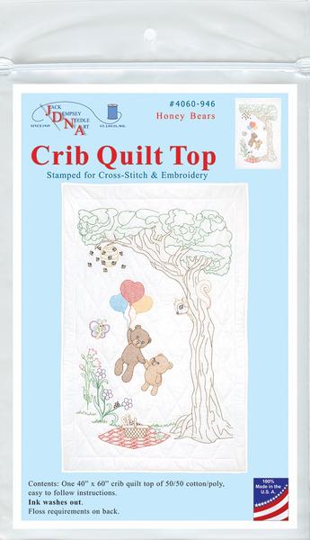 Honey Bears Stamped White Quilt Crib Top 40"X60" (36783)