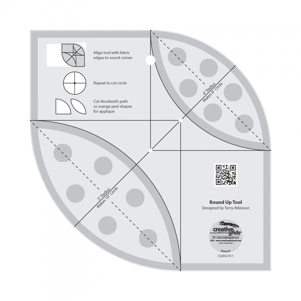 Creative Grids Round Up Tool and Quilting Ruler (36792)