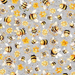 BUZZ, BUZZ, BUZZ - BEE & FLORAL TOSS LT GRAY 2600-31703-K (36851)