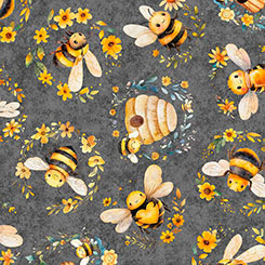 BUZZ, BUZZ, BUZZ - BEES & BEEHIVES DK GRAY 2600-31701-K (36856)