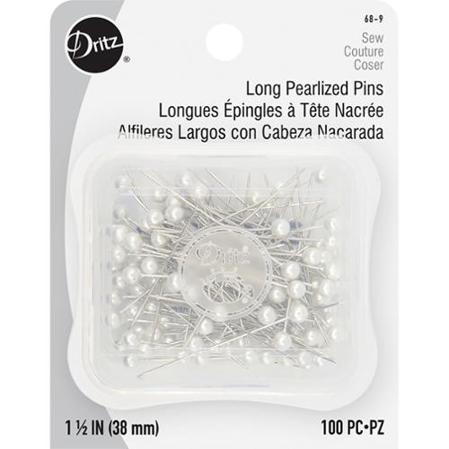 Dritz Long Pearlized Pins 1.5" 100ct White  (36881)