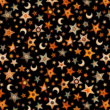 A HAUNTING WE WILL GO STARS & MOONS BLACK (36925)