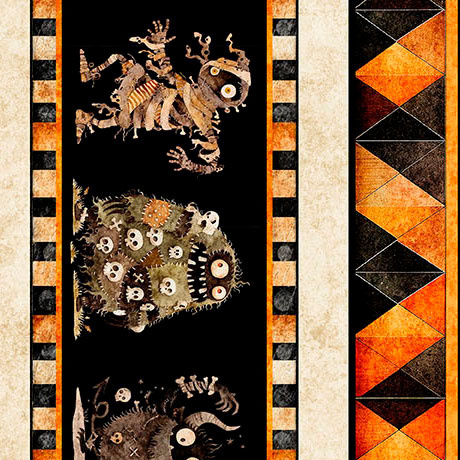 A HAUNTING WE WILL GO HALLOWEEN MONSTERS BORDER STRIPE (36938)