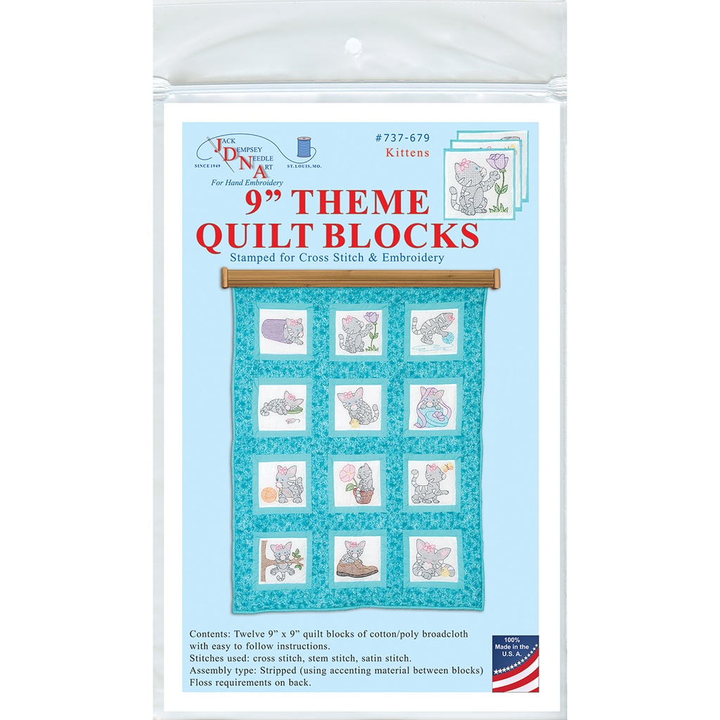 Jack Dempsey Kittens 9" Quilt Blocks #737-679 (36956)
