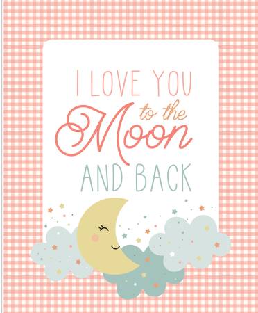 Love You to the Moon Coral Panel 35 1/2in x 43 1/2in (37136)#109