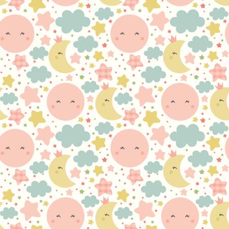 Love You to the Moon Flannel Nighttime White w/ pinks F18270 (37148)