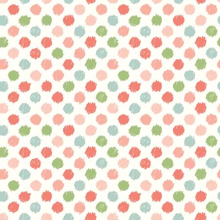Love You to the Moon Flannel Dots White Coral/Sage F18274 (37156)