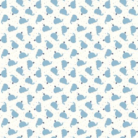 Love You to the Moon Flannel Whales White w/ Blue F18273 (37165)