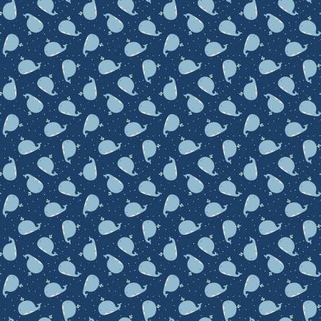 Love You to the Moon Flannel Whales Navy/Blue F18273 (37167)