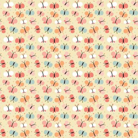 Love You to the Moon Flannel Butterflies Sunshine Corals F18272 (37168)