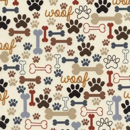 Happiness has Paws - Cream Dogs Bones & Paws (34663)