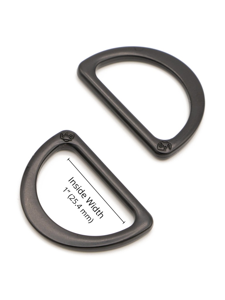 D Ring Flat 1in Black Metal Set of Two (34123)