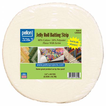 80/20 Cotton/Polyester Batting With Scrim Jelly Roll Strip 2.5in x 50 yds (33714)