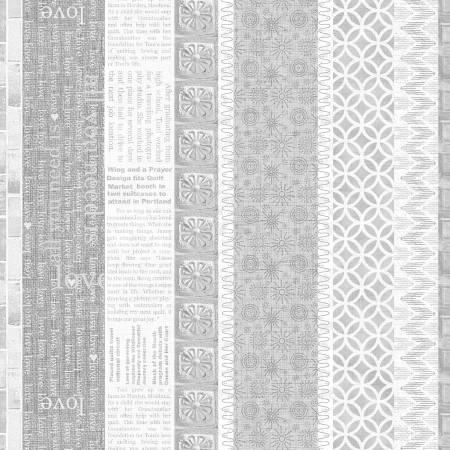 Grey Newspaper Pattern Love Stripe (31479)