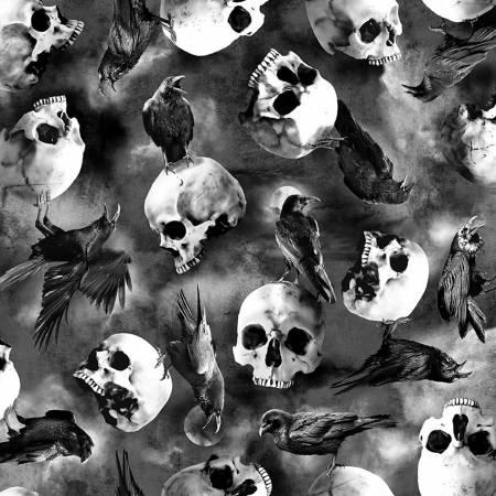 Grey Ravens On Skulls (32171)