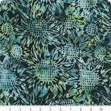 [34087] Heartland - Batik Sunflowers Smokey Teal (34087)